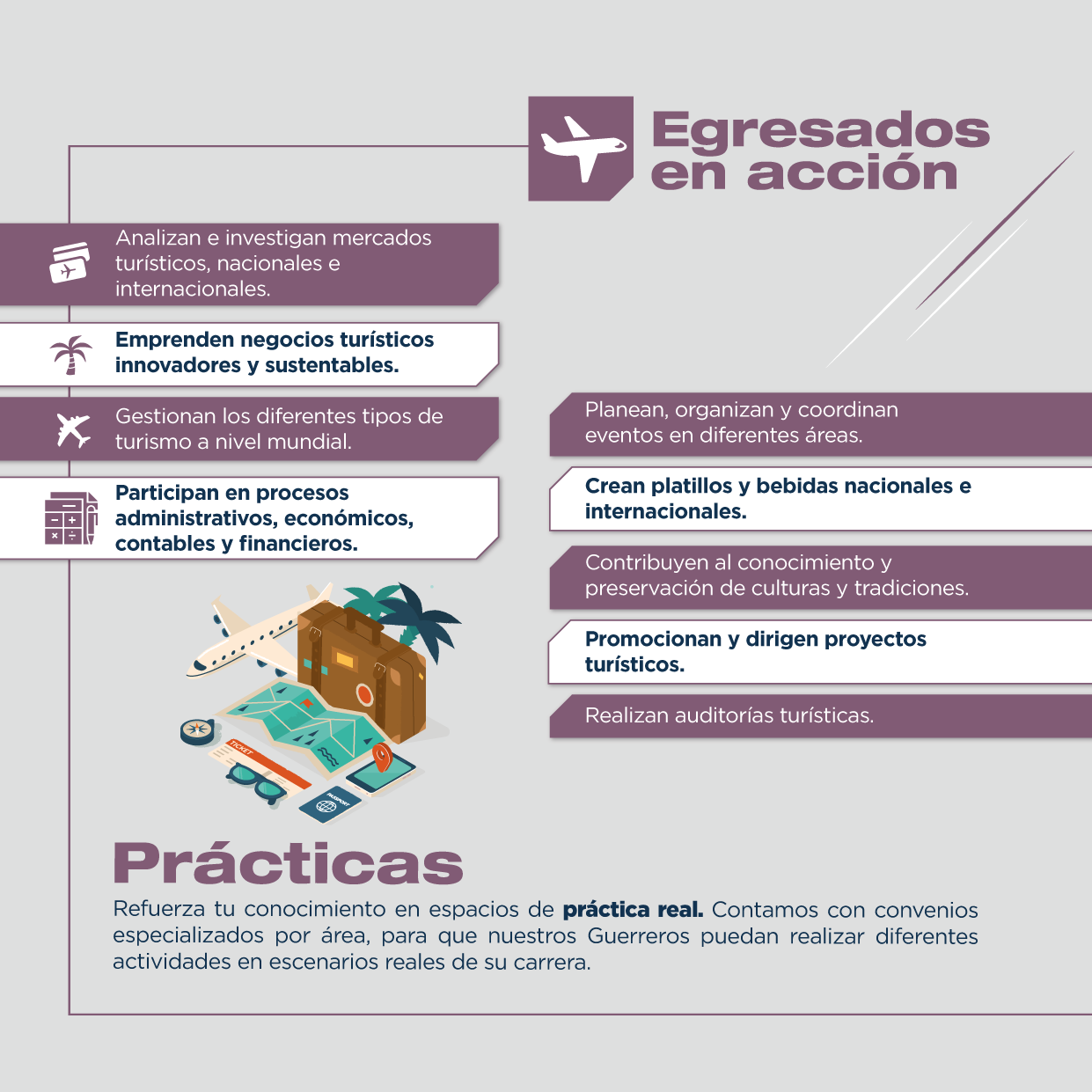 La licenciatura en Desarrollo e Innovación Turística cuenta con un plan de estudios actualizado y que tendrá un gran impacto en tu formación profesional. 